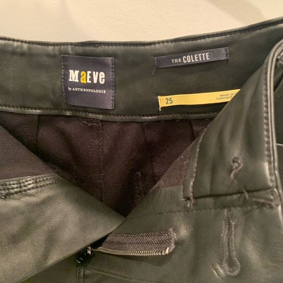 Anthropologie Colette cropped wide leg faux leather pants size 25. - Picture 4 of 6